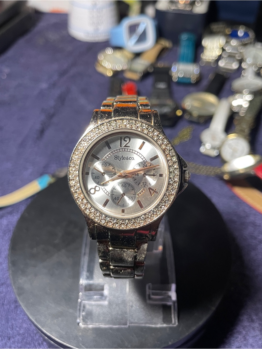 Style & Co. Silver-Tone Crystal Accent Bracelet Watch